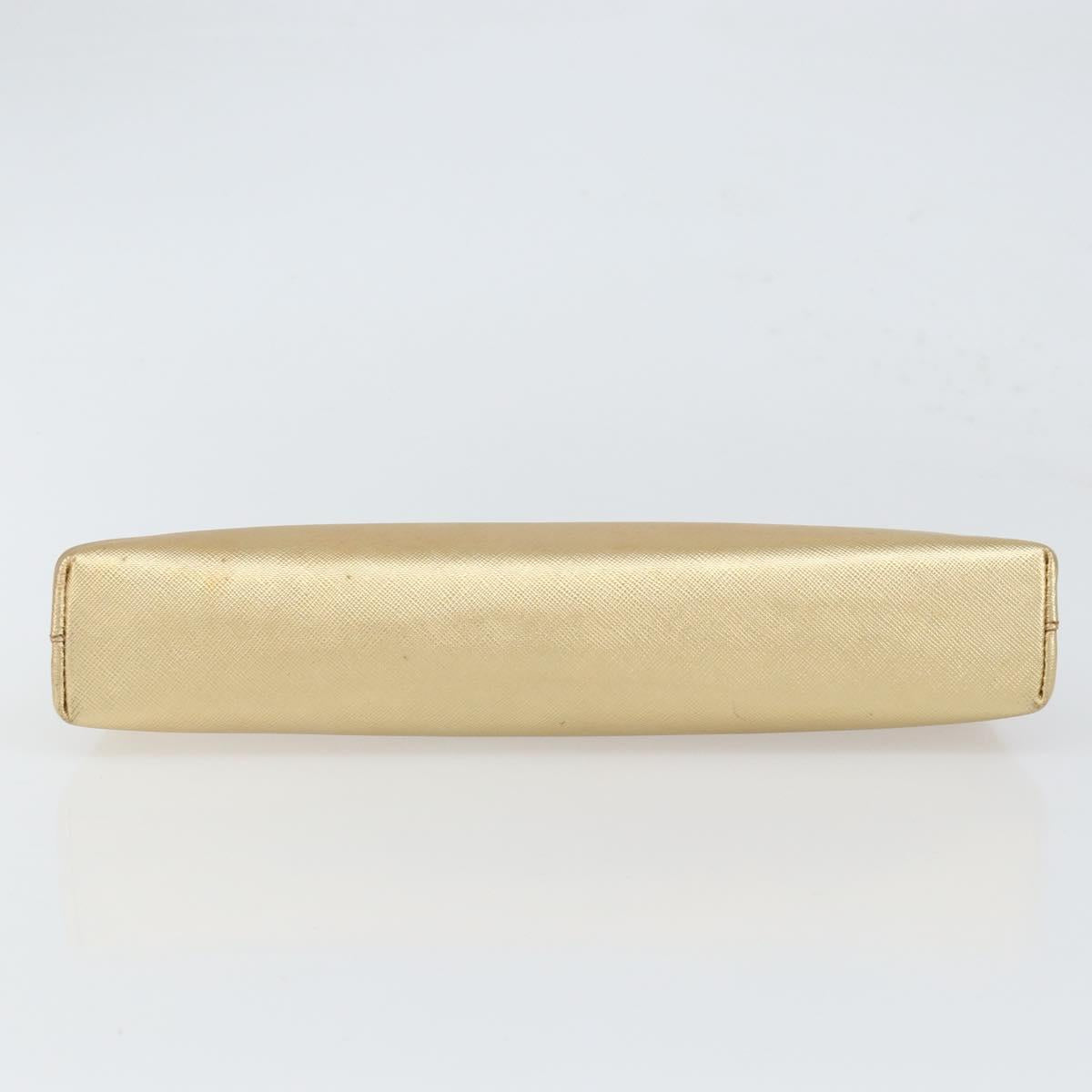 PRADA Clutch Bag Safiano leather Gold Auth bs32689