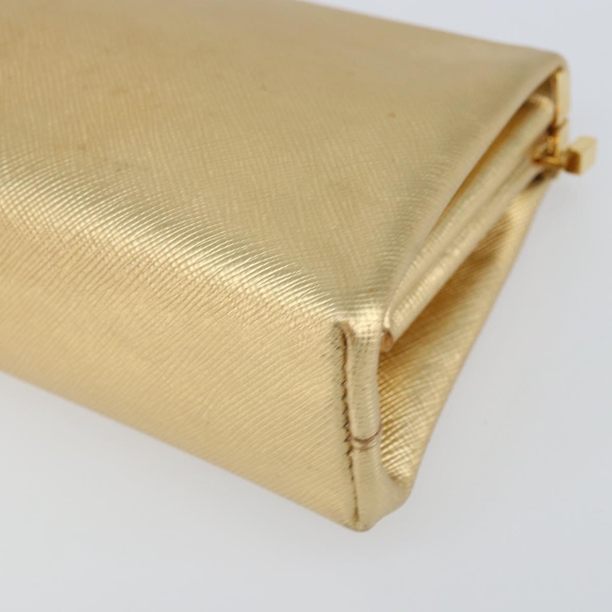 PRADA Clutch Bag Safiano leather Gold Auth bs32689