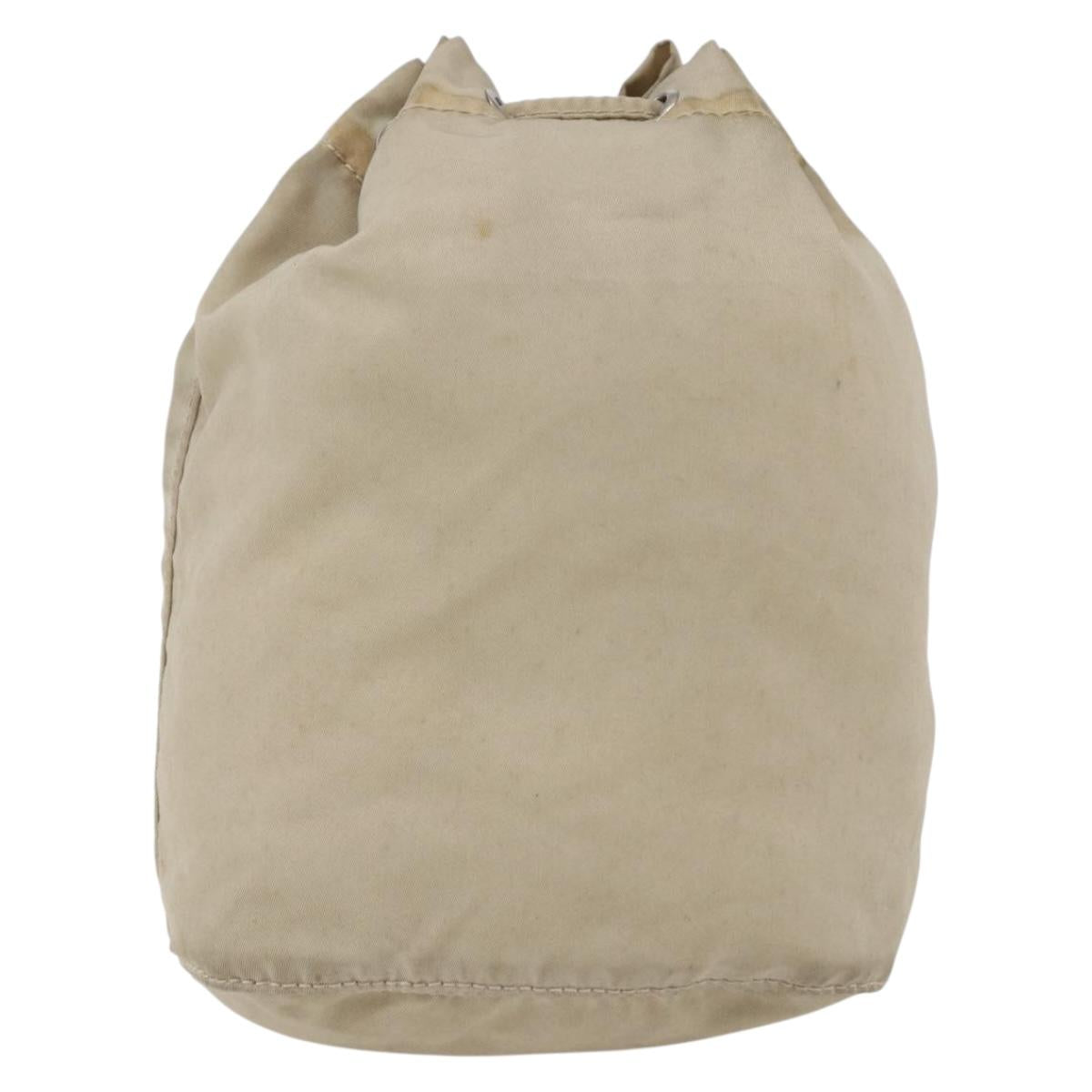 PRADA Pouch Nylon Beige Silver Auth bs32691