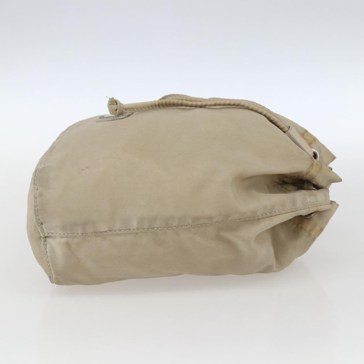 PRADA Pouch Nylon Beige Silver Auth bs32691