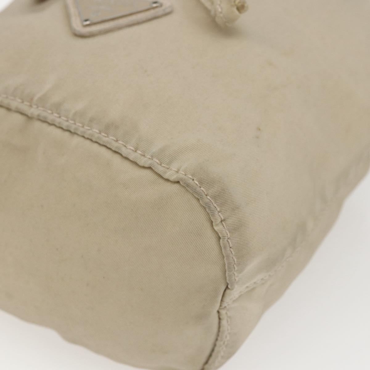 PRADA Pouch Nylon Beige Silver Auth bs32691
