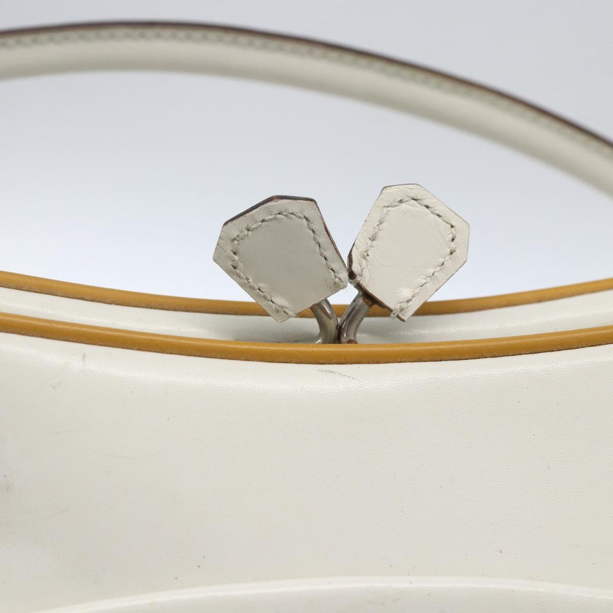 PRADA Hand Bag Leather White Silver Auth bs32694