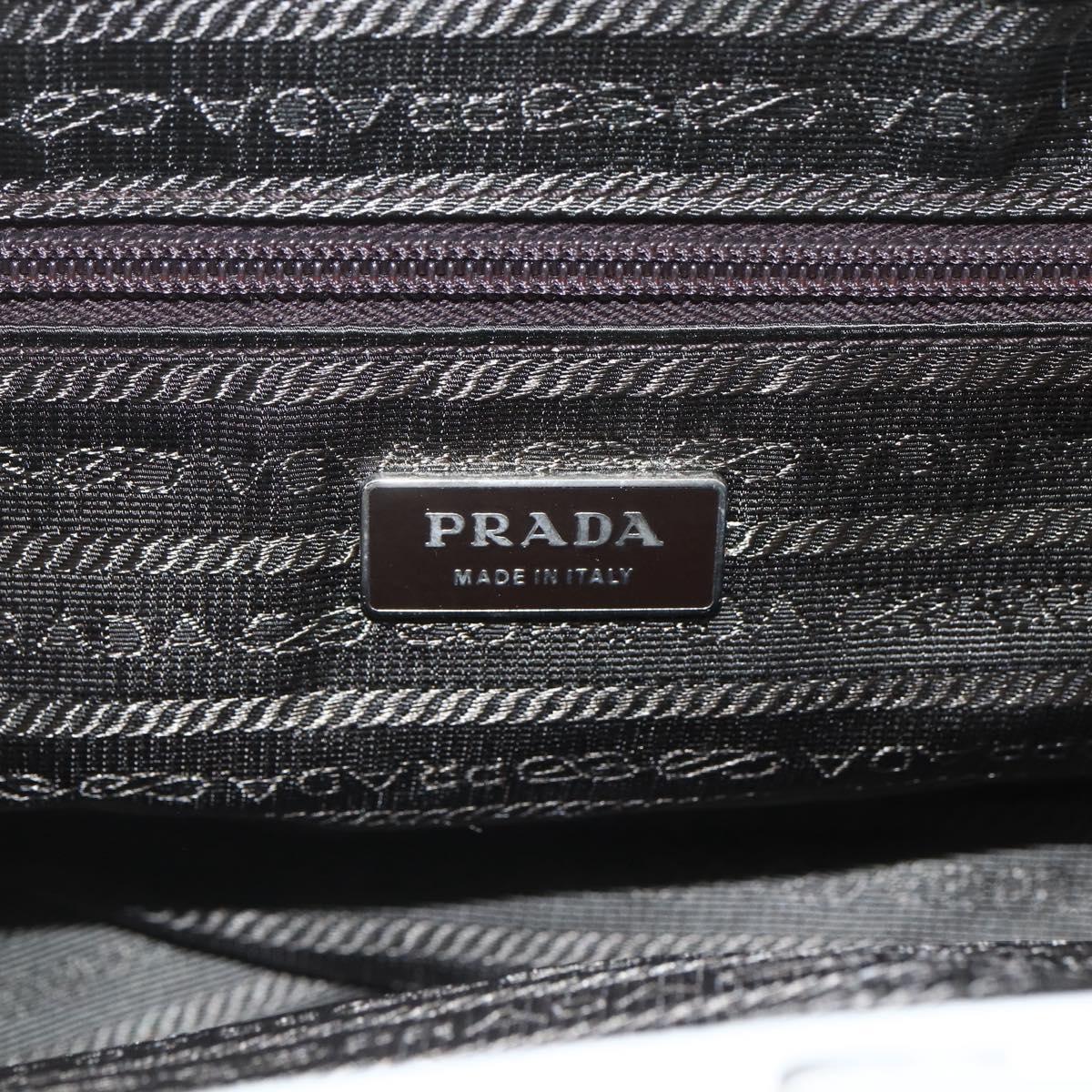 PRADA Hand Bag Leather White Silver Auth bs32694