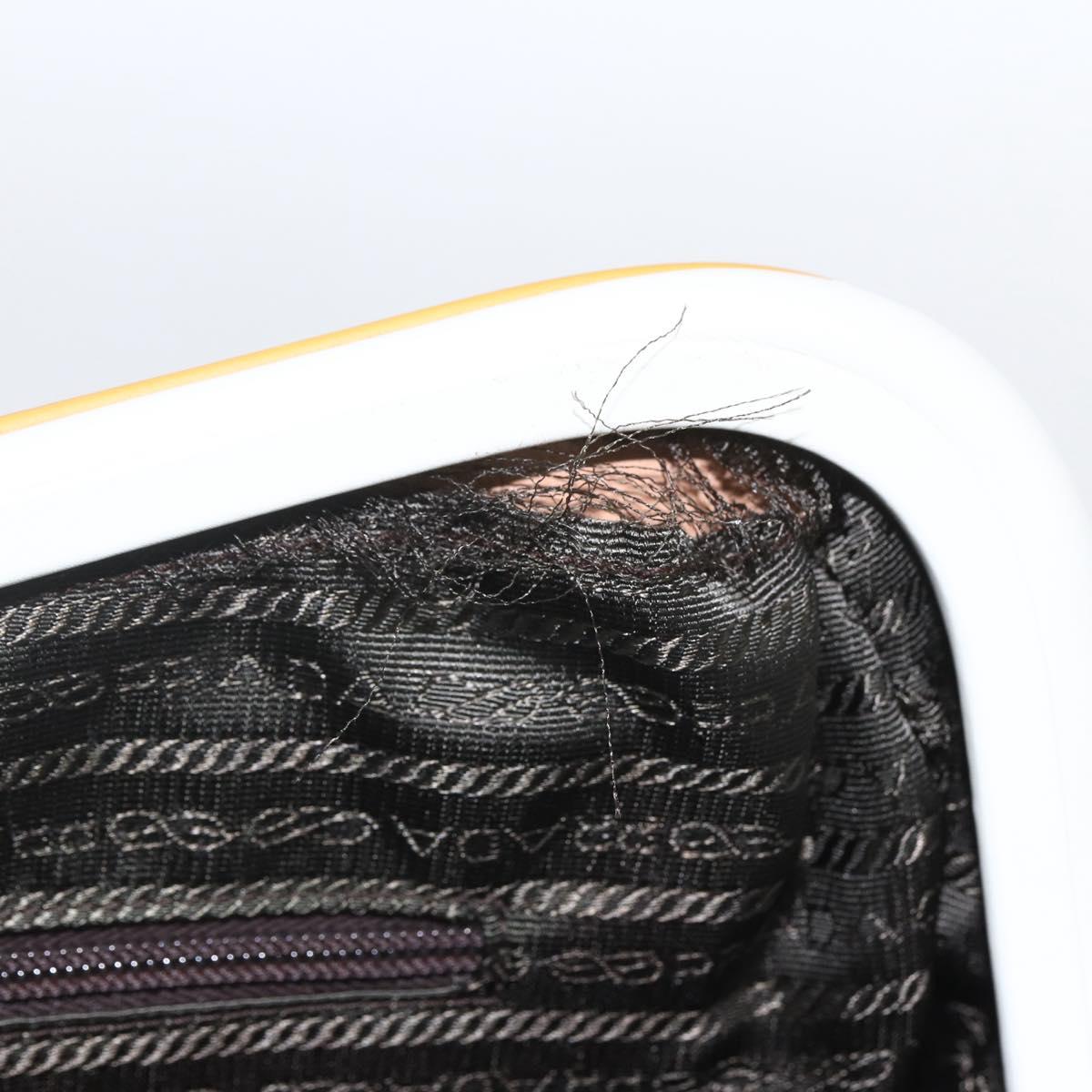 PRADA Hand Bag Leather White Silver Auth bs32694