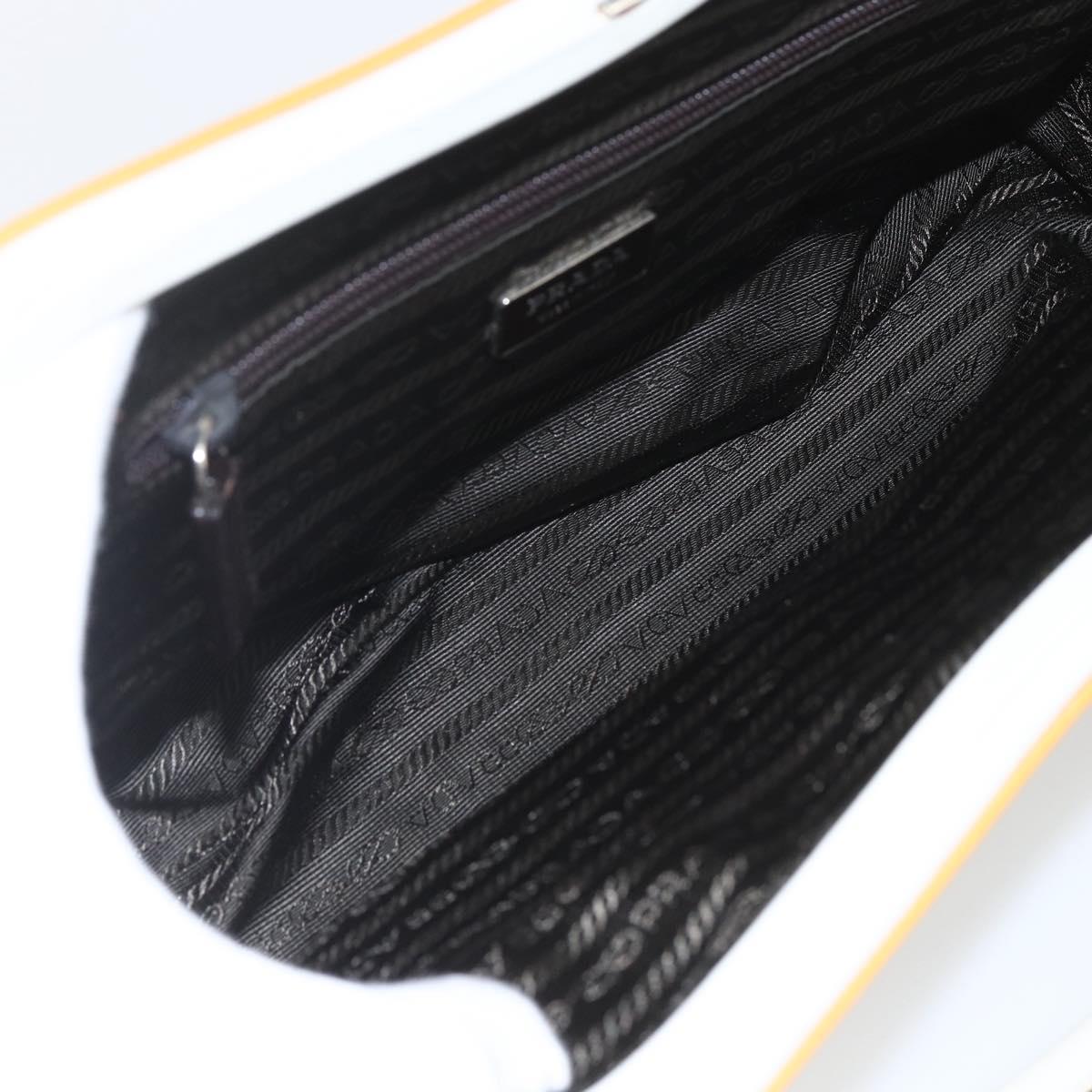 PRADA Hand Bag Leather White Silver Auth bs32694