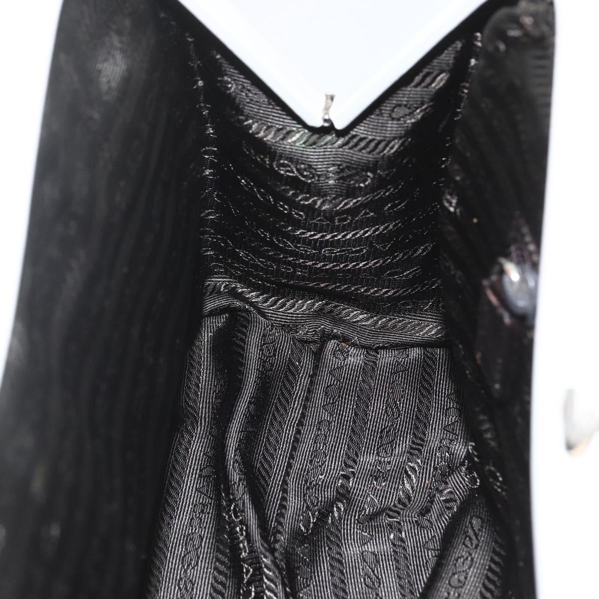 PRADA Hand Bag Leather White Silver Auth bs32694