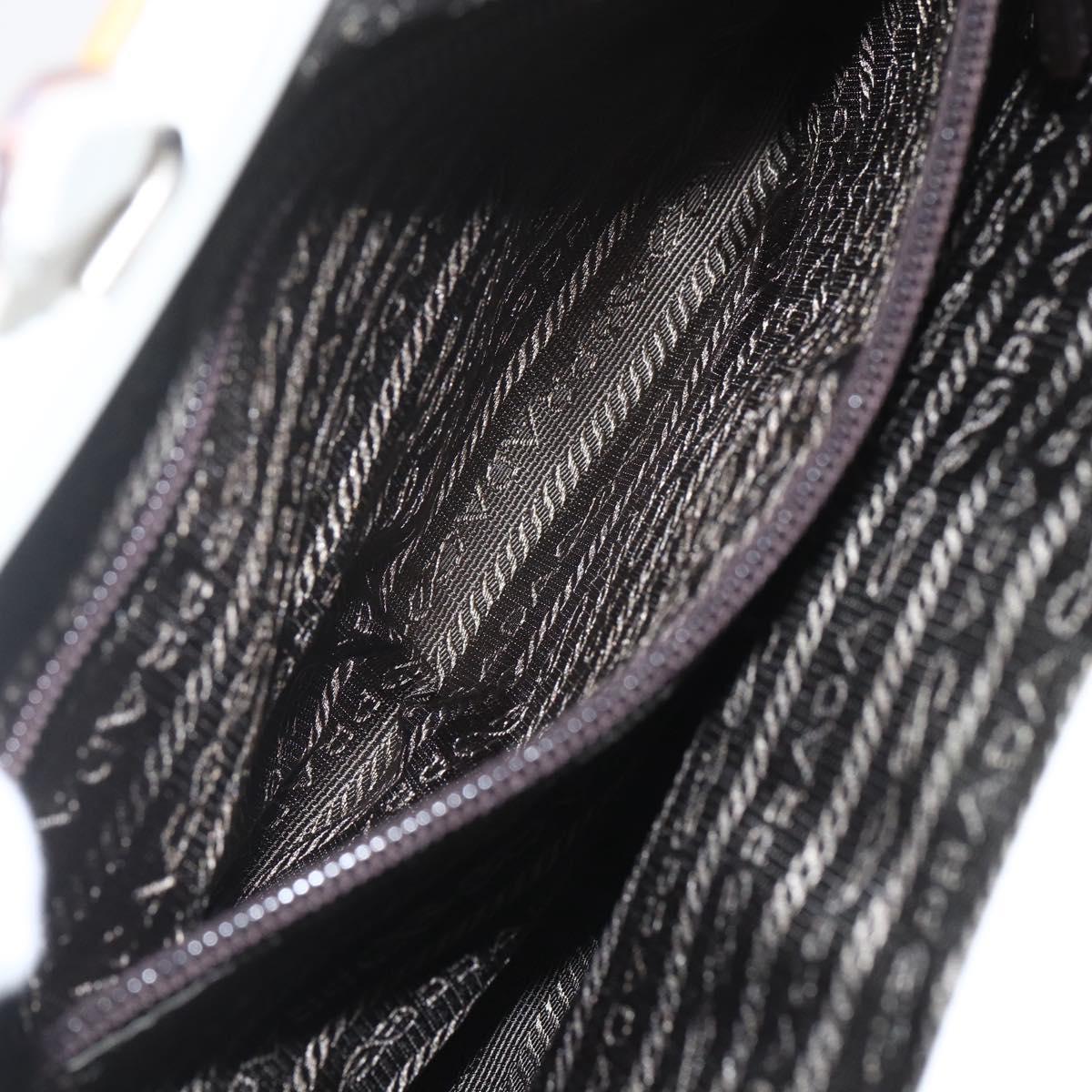 PRADA Hand Bag Leather White Silver Auth bs32694