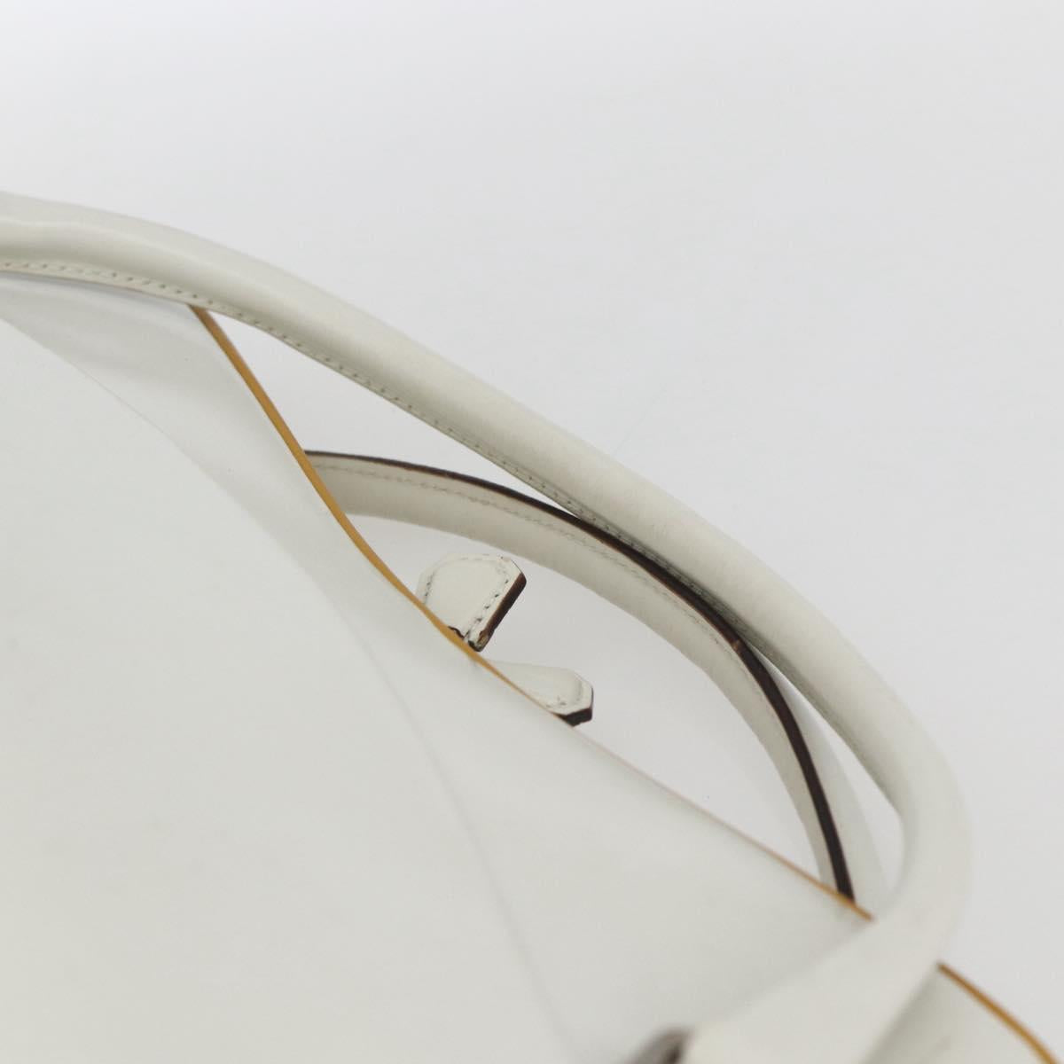 PRADA Hand Bag Leather White Silver Auth bs32694