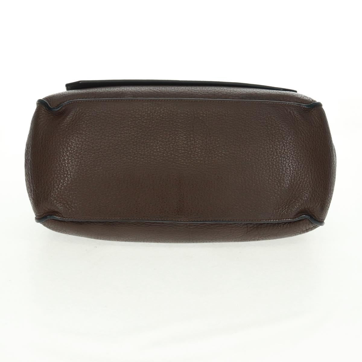 HERMES Gypsysiel 37 Shoulder Bag Leather Brown Silver Auth bs32695M