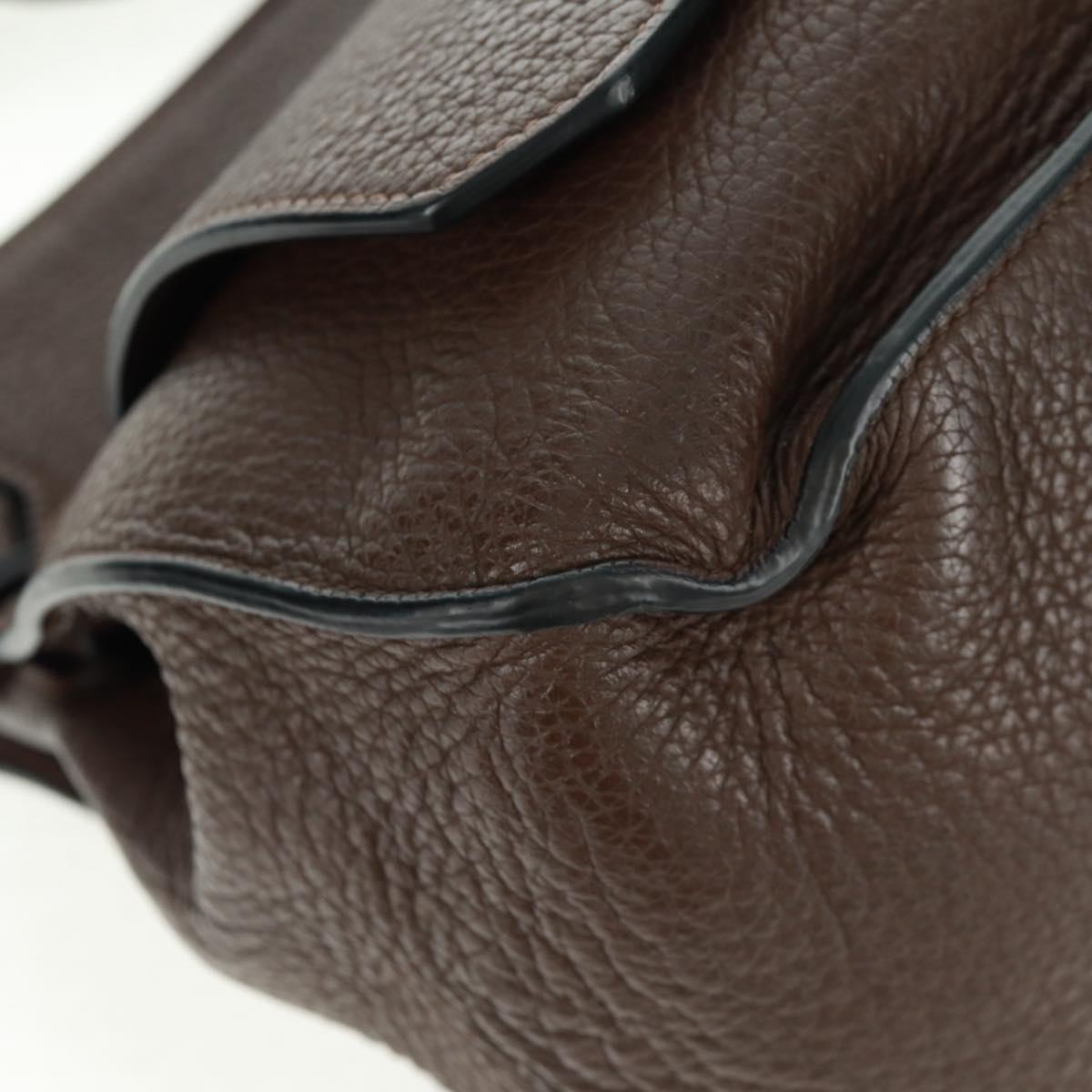 HERMES Gypsysiel 37 Shoulder Bag Leather Brown Silver Auth bs32695M