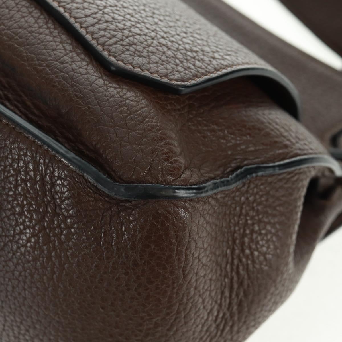 HERMES Gypsysiel 37 Shoulder Bag Leather Brown Silver Auth bs32695M