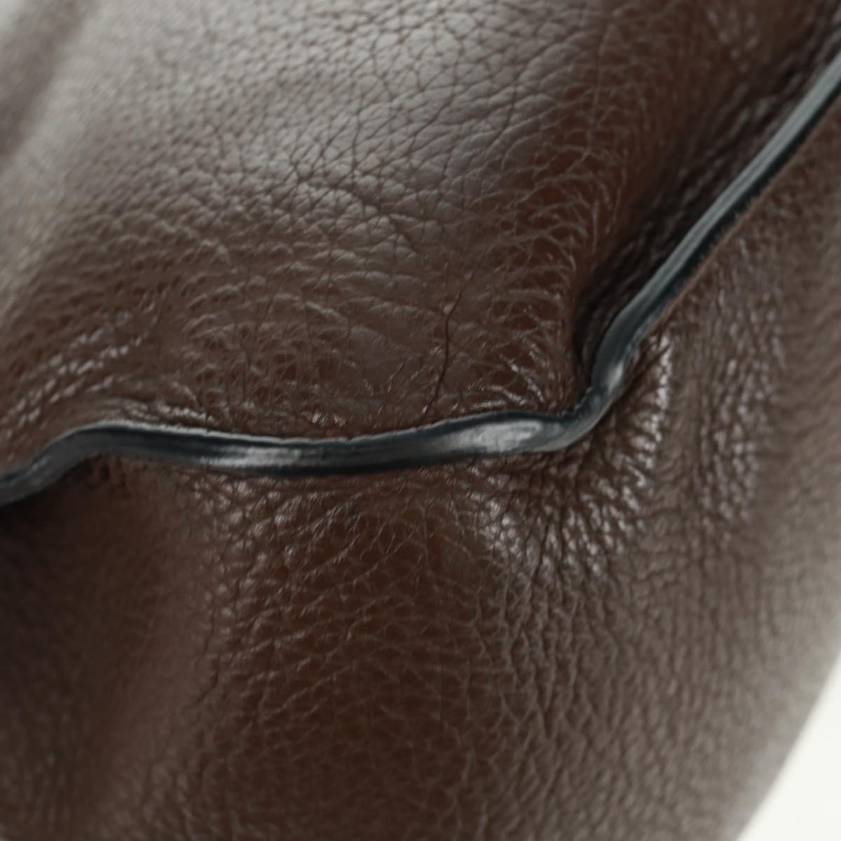 HERMES Gypsysiel 37 Shoulder Bag Leather Brown Silver Auth bs32695M