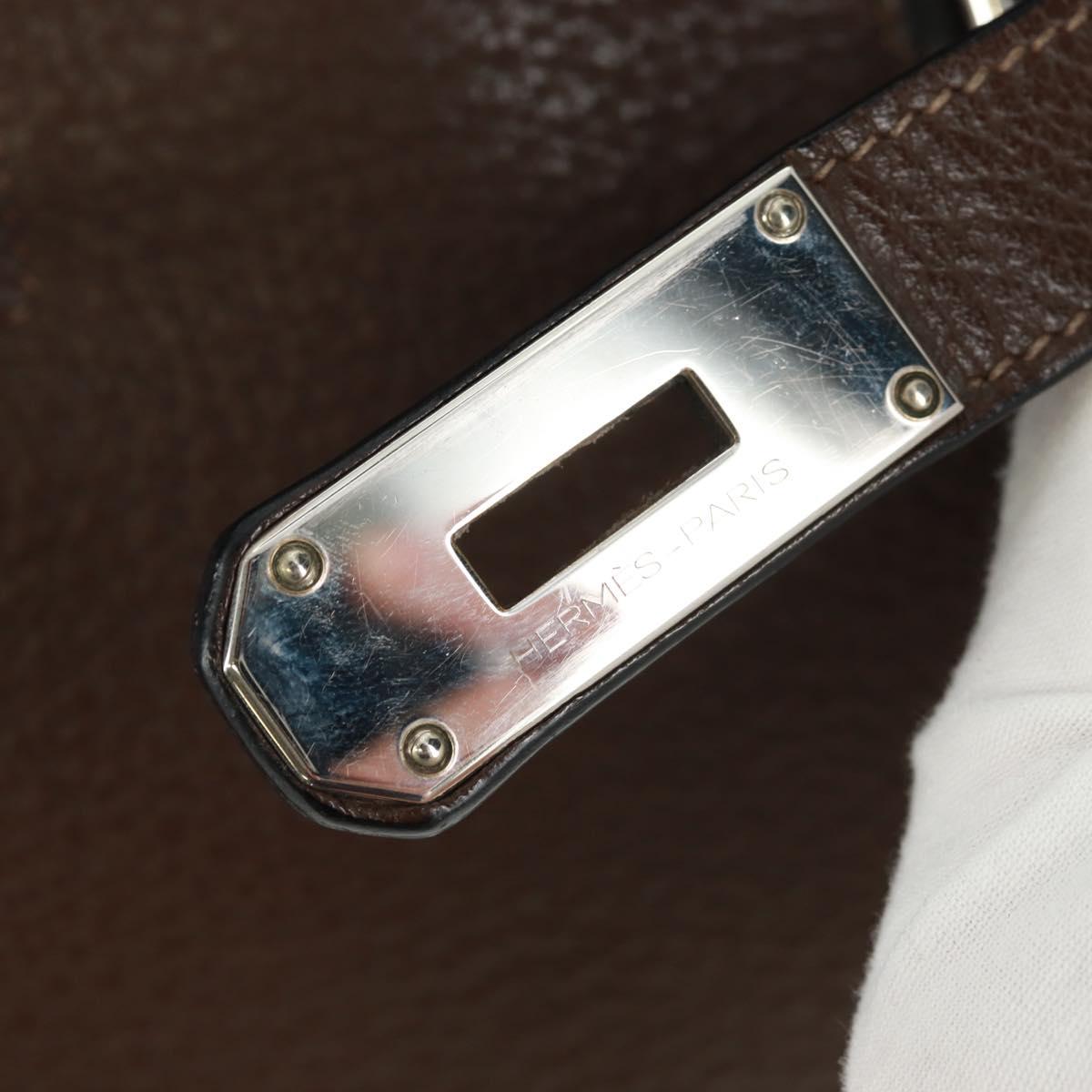 HERMES Gypsysiel 37 Shoulder Bag Leather Brown Silver Auth bs32695M