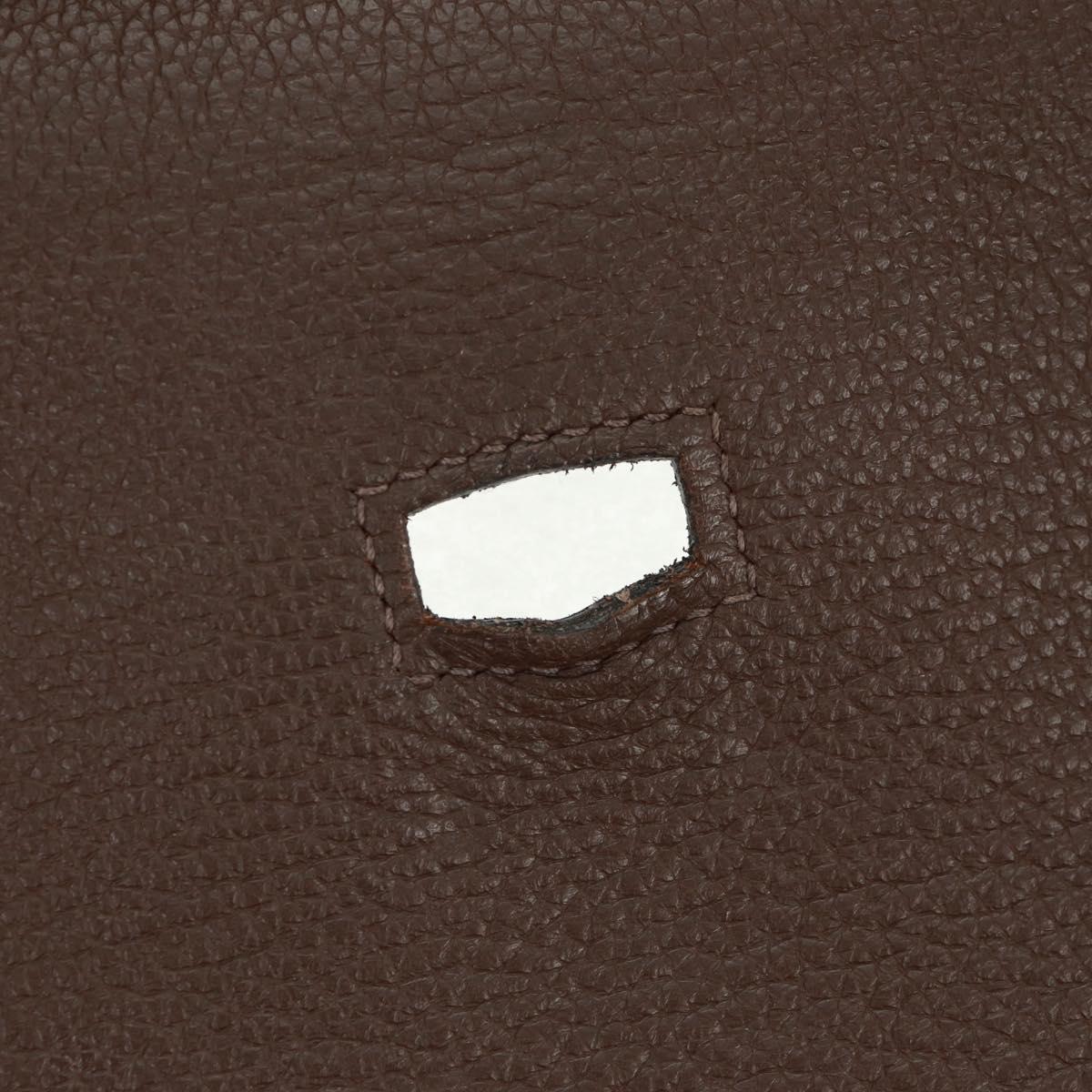 HERMES Gypsysiel 37 Shoulder Bag Leather Brown Silver Auth bs32695M