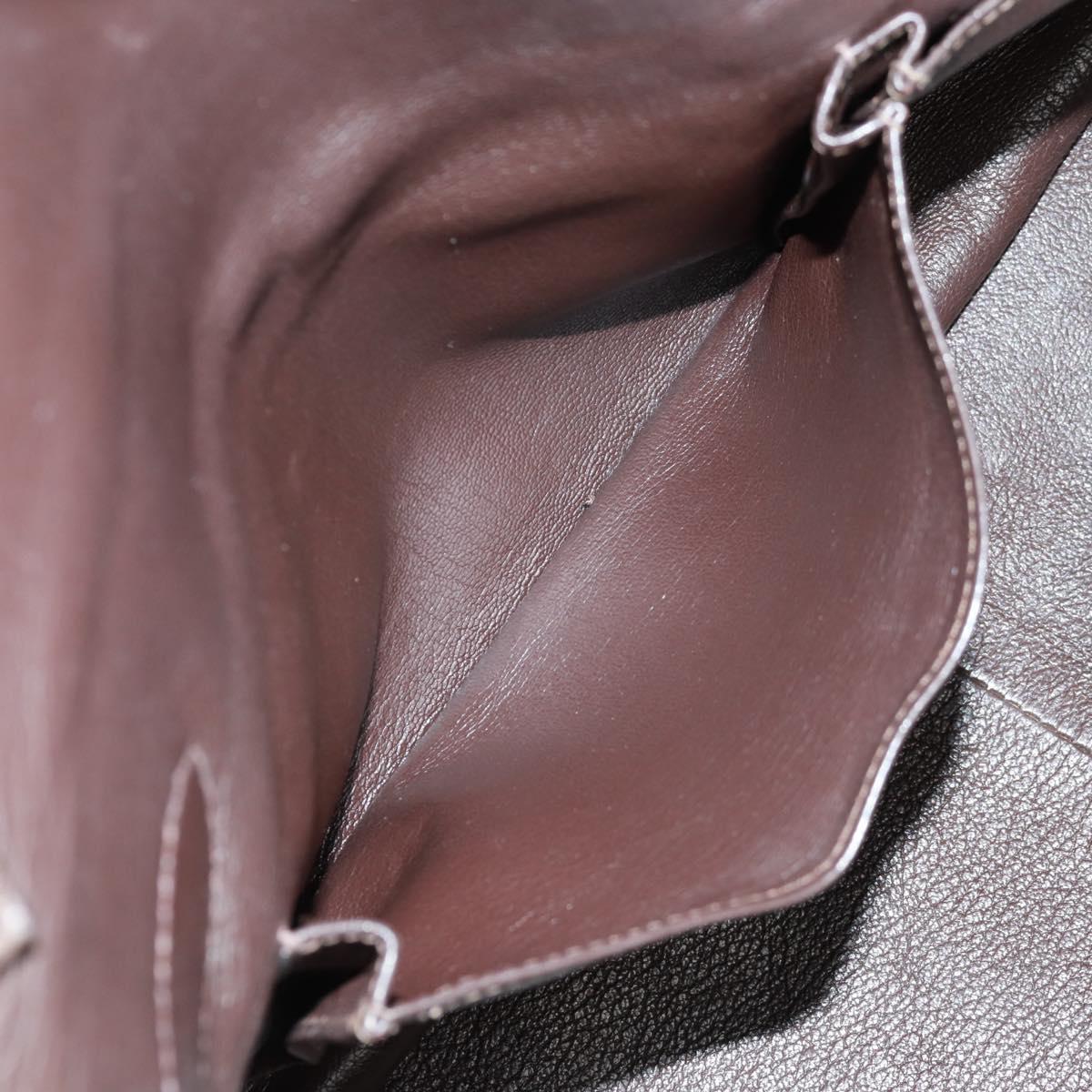 HERMES Gypsysiel 37 Shoulder Bag Leather Brown Silver Auth bs32695M