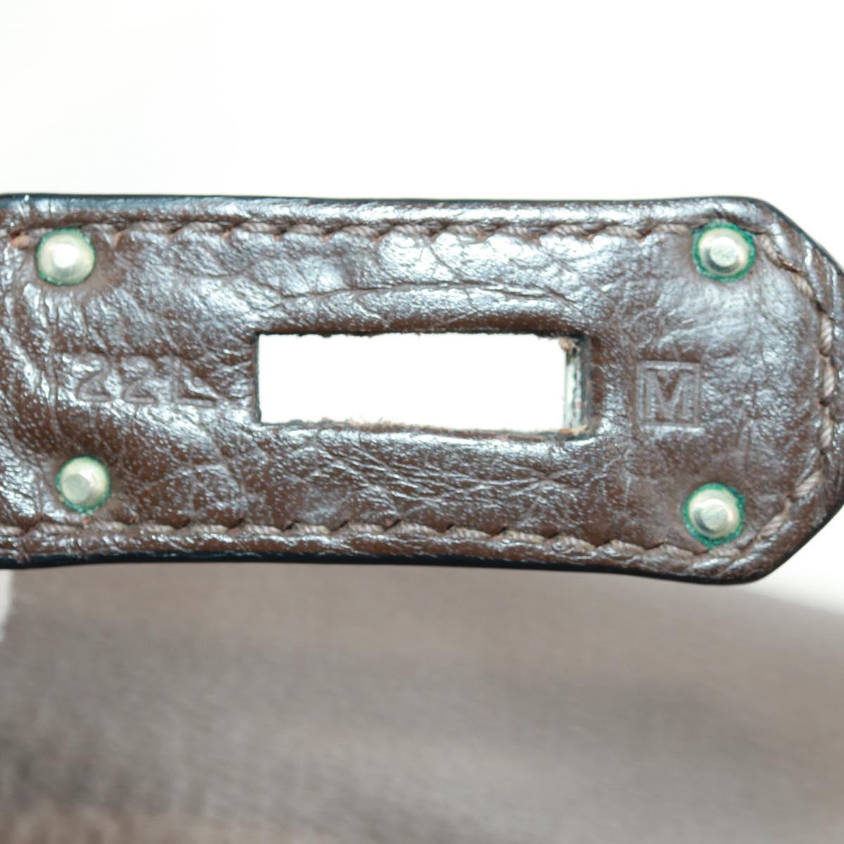 HERMES Gypsysiel 37 Shoulder Bag Leather Brown Silver Auth bs32695M