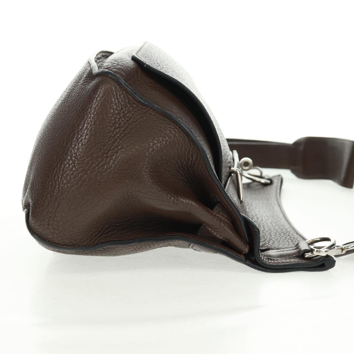 HERMES Gypsysiel 37 Shoulder Bag Leather Brown Silver Auth bs32695M