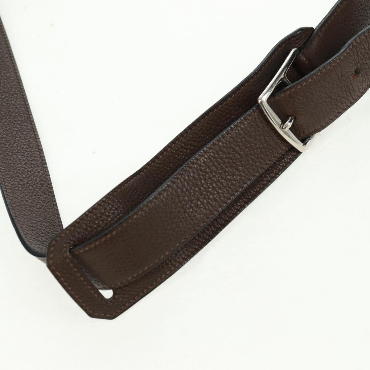 HERMES Gypsysiel 37 Shoulder Bag Leather Brown Silver Auth bs32695M