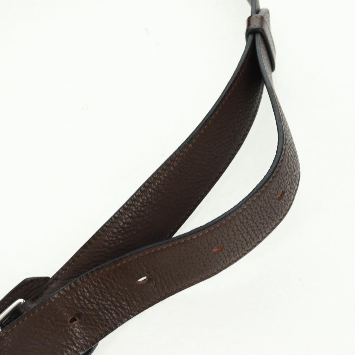 HERMES Gypsysiel 37 Shoulder Bag Leather Brown Silver Auth bs32695M