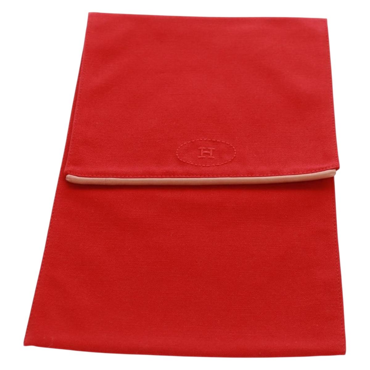 HERMES Pouch Canvas Red Auth bs32696V