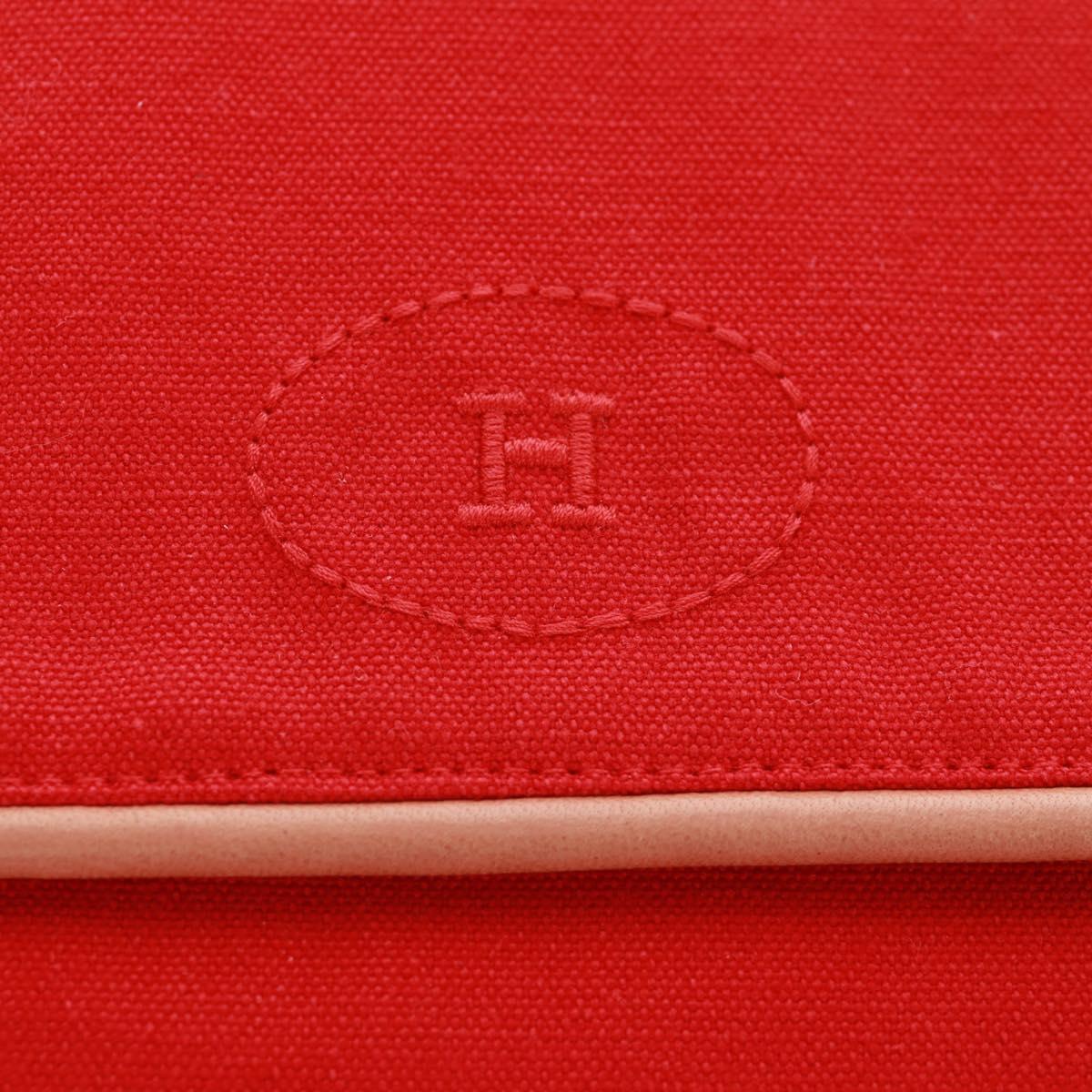 HERMES Pouch Canvas Red Auth bs32696V