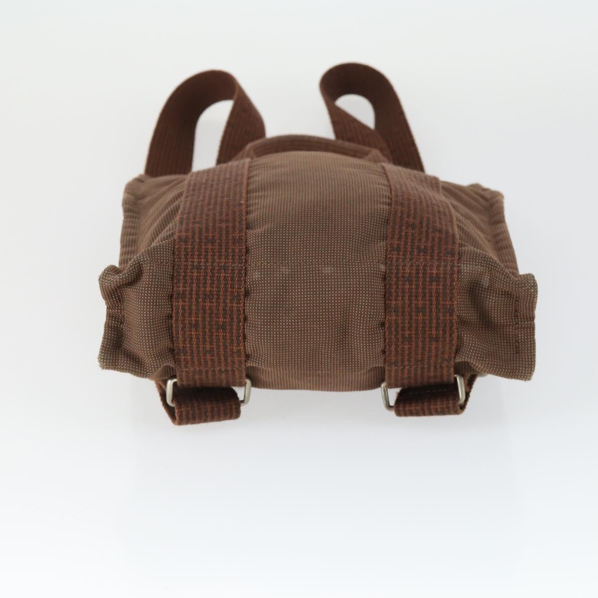 HERMES Her Line Add PM Backpack Canvas Brown Silver Auth bs32697