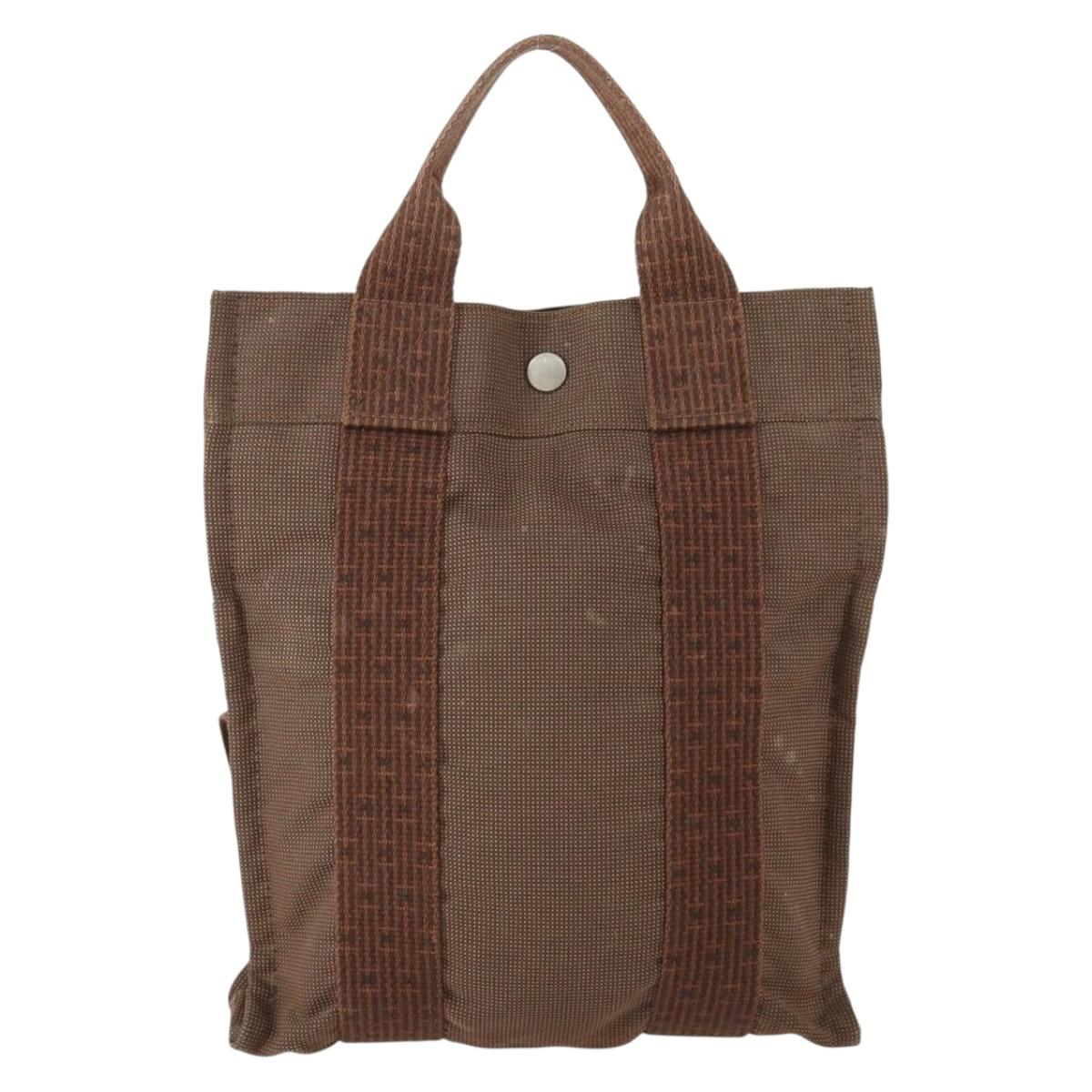 HERMES Her Line Add PM Backpack Canvas Brown Silver Auth bs32697