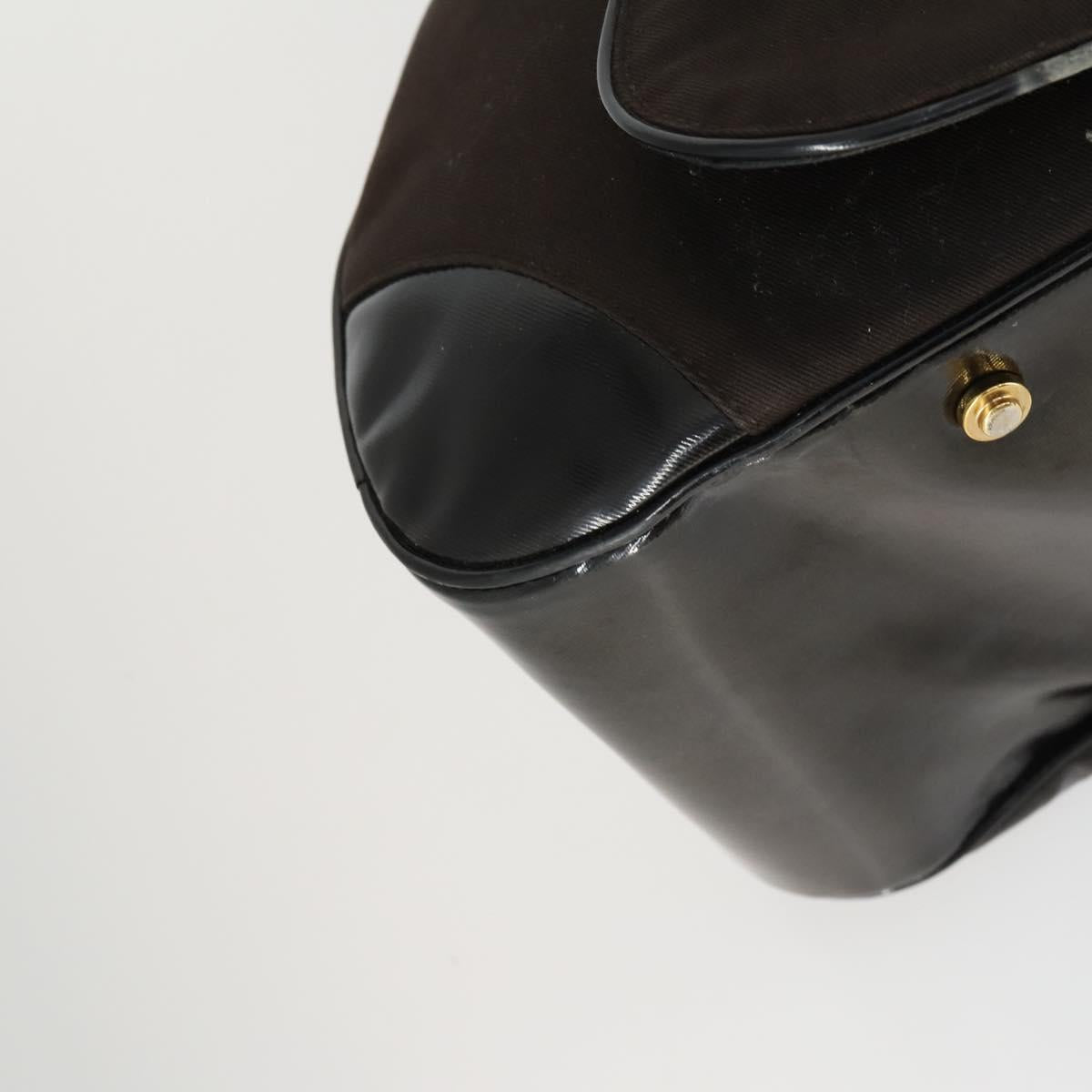 Christian Dior Double Saddle Bag Hand Bag Canvas Brown Gold Auth bs32698