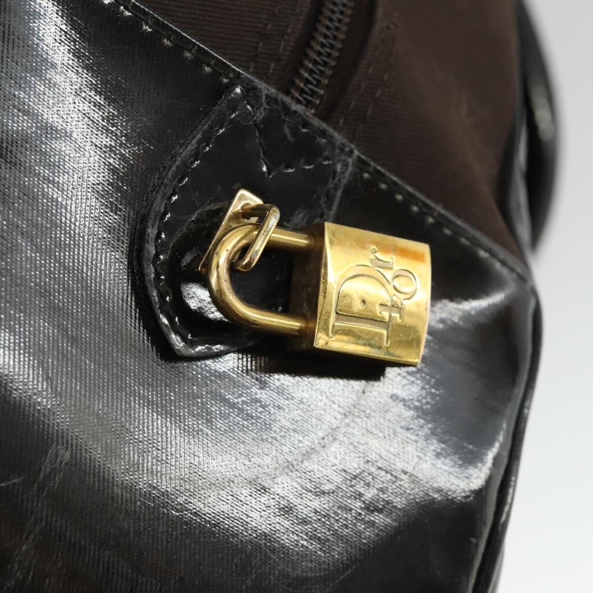 Christian Dior Double Saddle Bag Hand Bag Canvas Brown Gold Auth bs32698