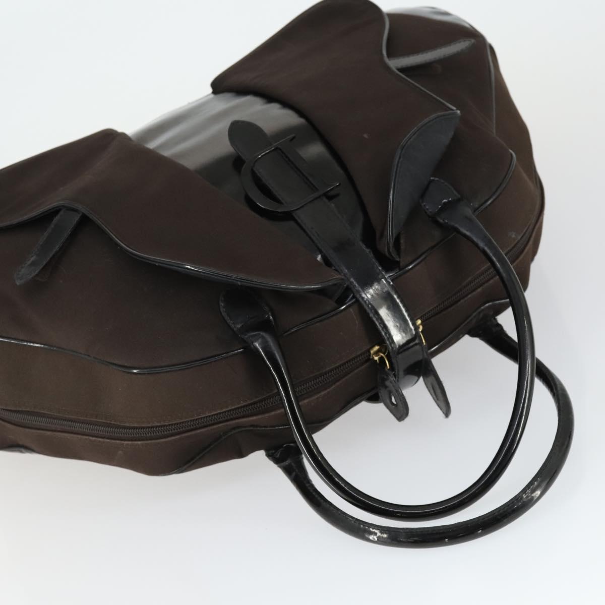 Christian Dior Double Saddle Bag Hand Bag Canvas Brown Gold Auth bs32698