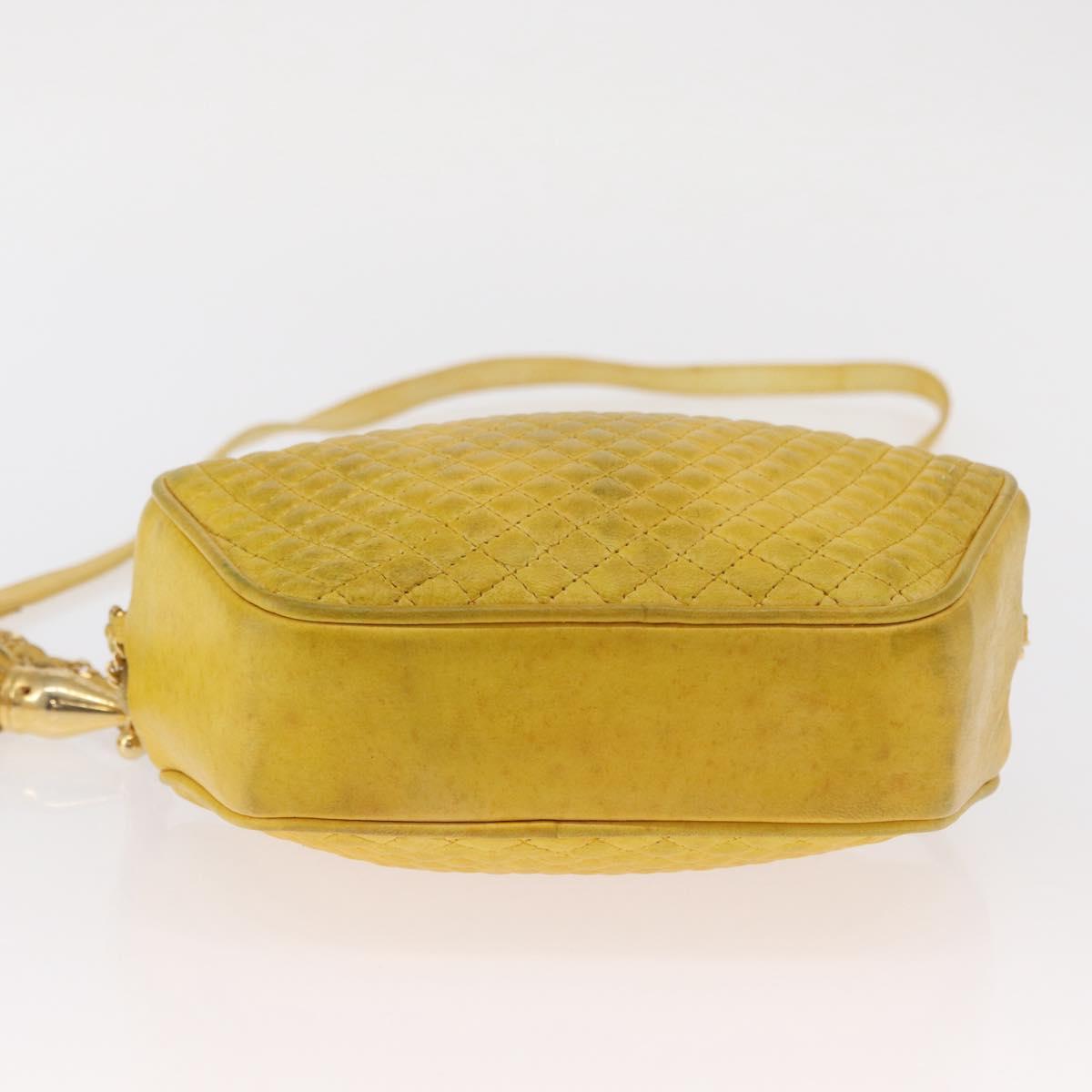 BALLY Shoulder Bag Leather Yellow Gold Auth bs32700