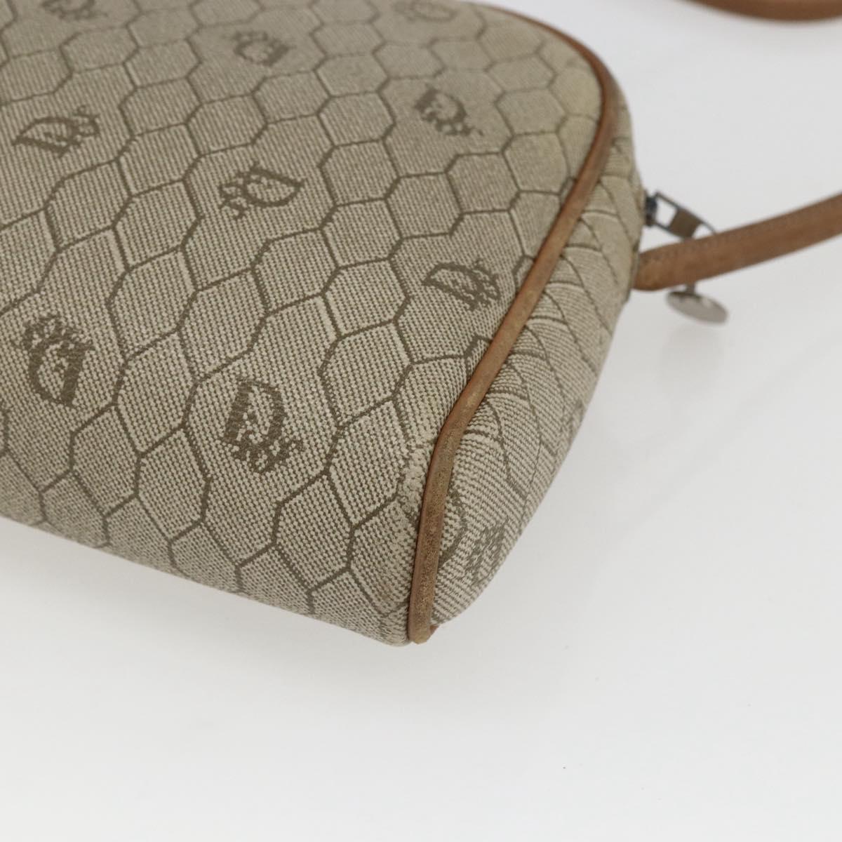 Christian Dior Honeycomb Canvas Shoulder Bag PVC Beige Auth bs32701