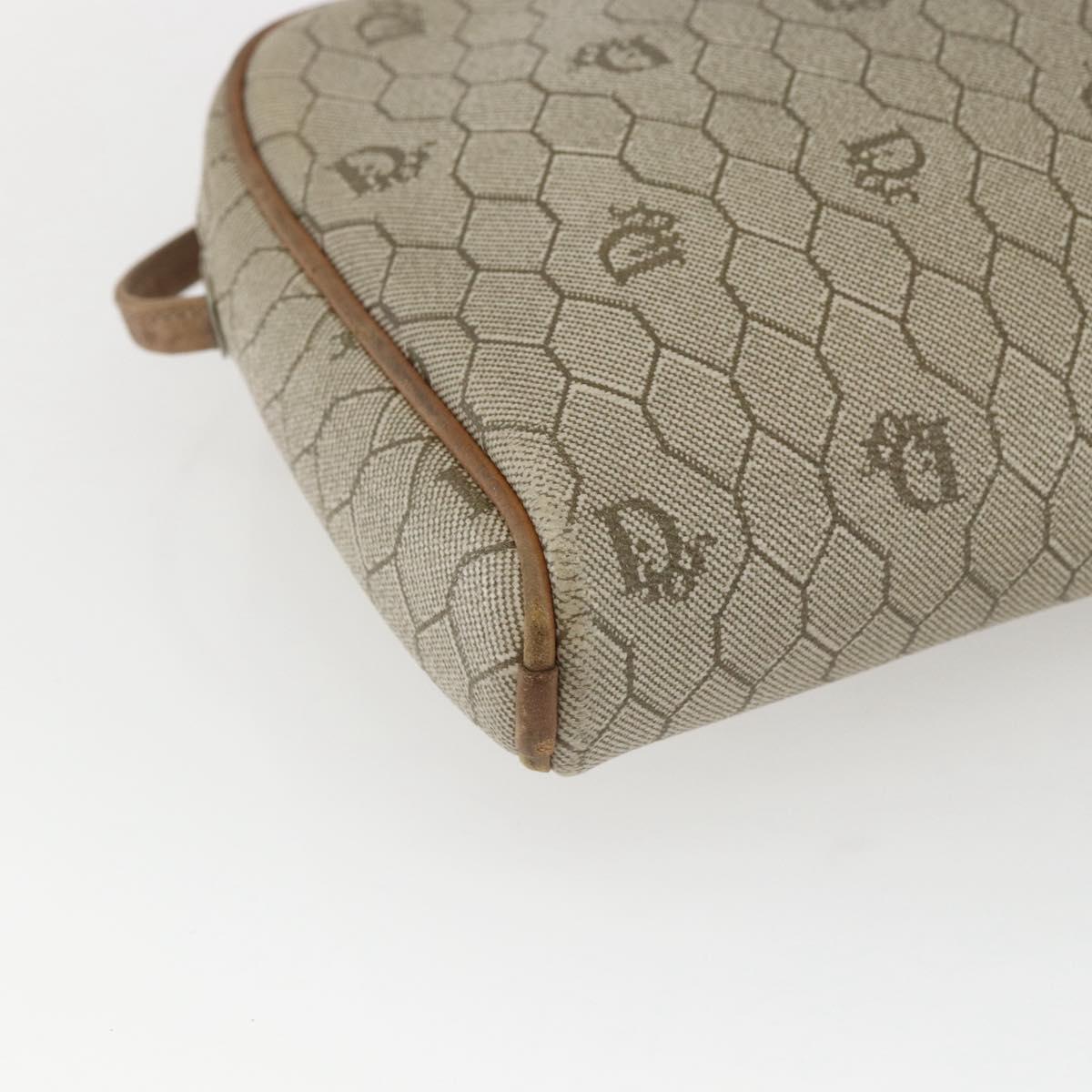 Christian Dior Honeycomb Canvas Shoulder Bag PVC Beige Auth bs32701