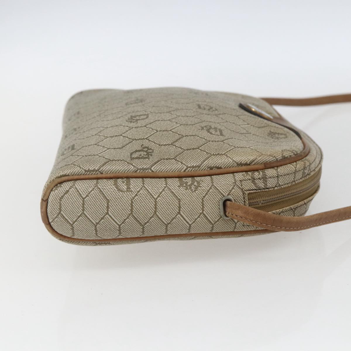 Christian Dior Honeycomb Canvas Shoulder Bag PVC Beige Auth bs32701