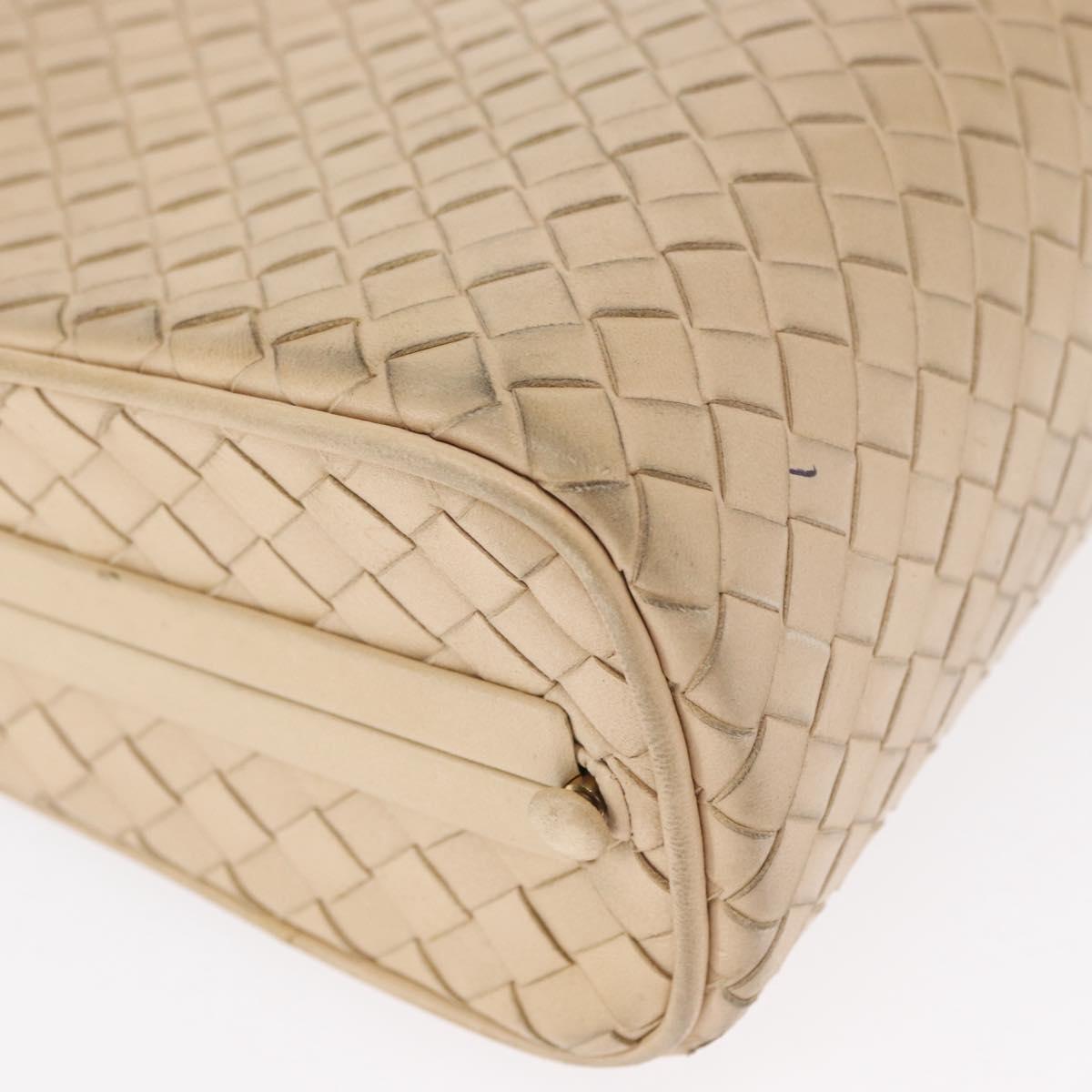 BOTTEGA VENETA INTRECCIATO Shoulder Bag Leather Beige Gold Auth bs32703