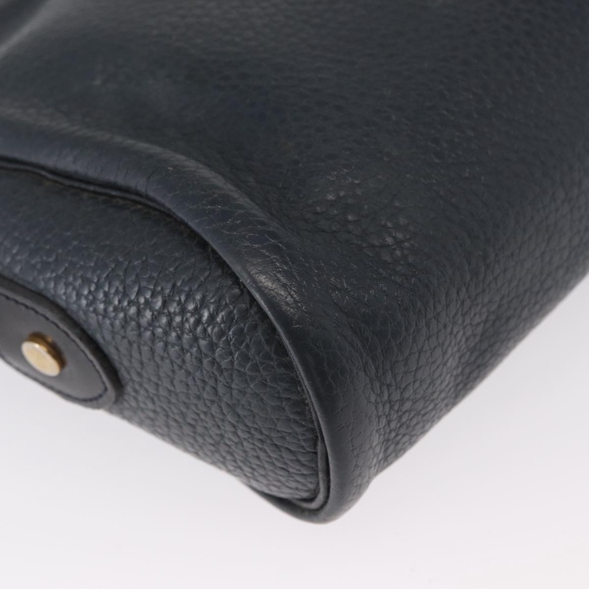Christian Dior Shoulder Bag Leather Navy Gold Auth bs32704