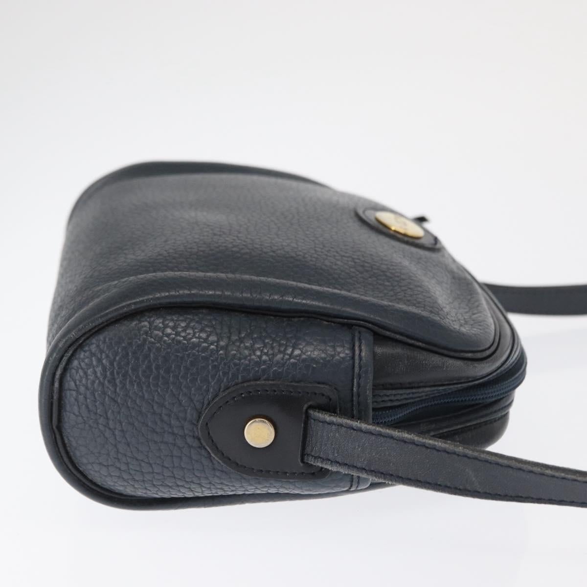 Christian Dior Shoulder Bag Leather Navy Gold Auth bs32704