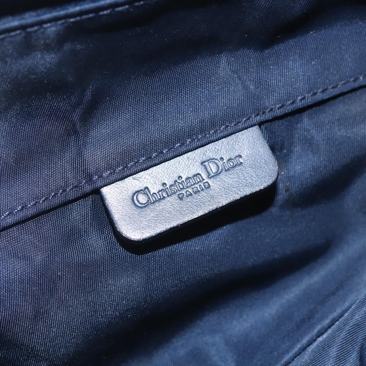 Christian Dior Trotter Canvas Saddle Pouch Navy Gold Auth bs32705