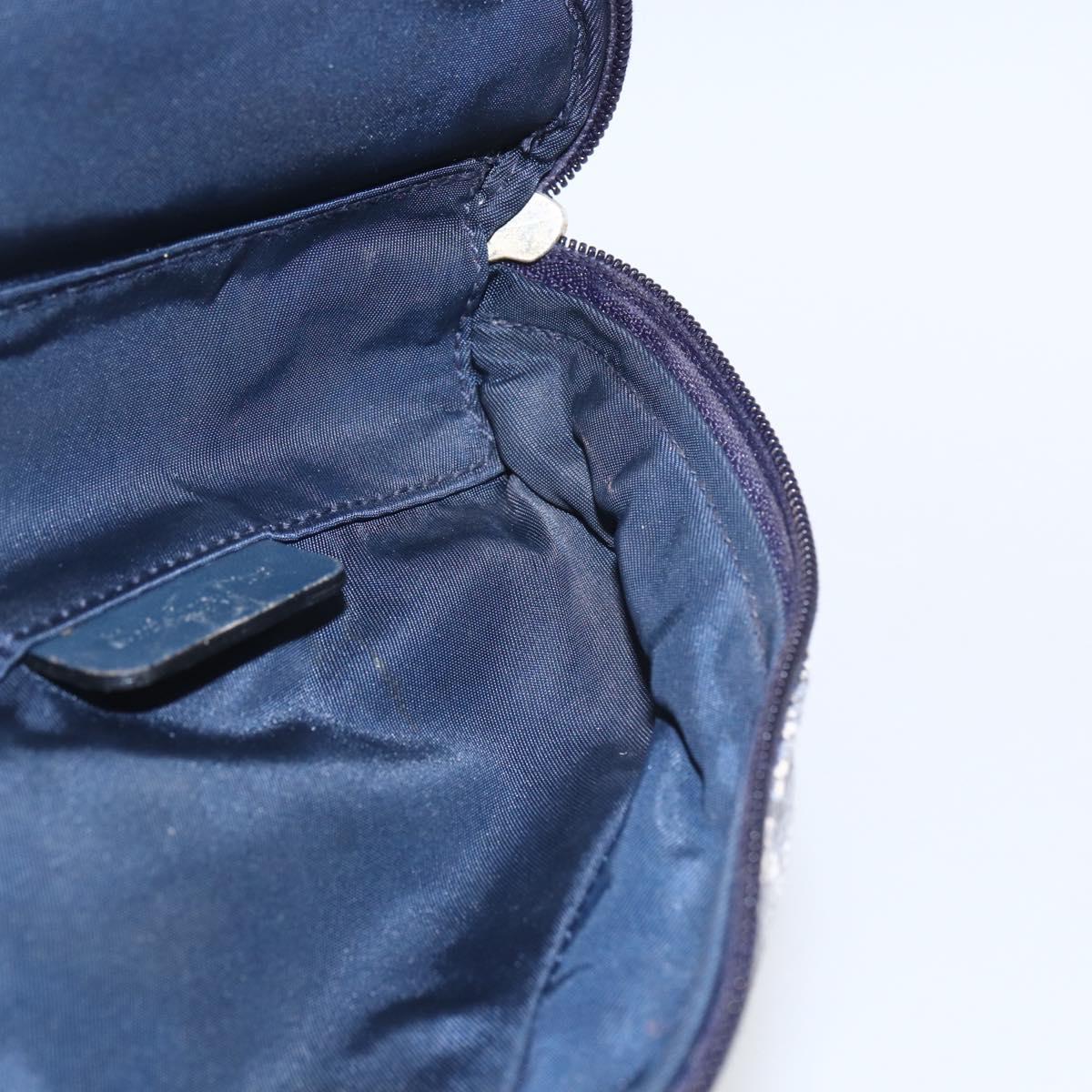 Christian Dior Trotter Canvas Saddle Pouch Navy Gold Auth bs32705