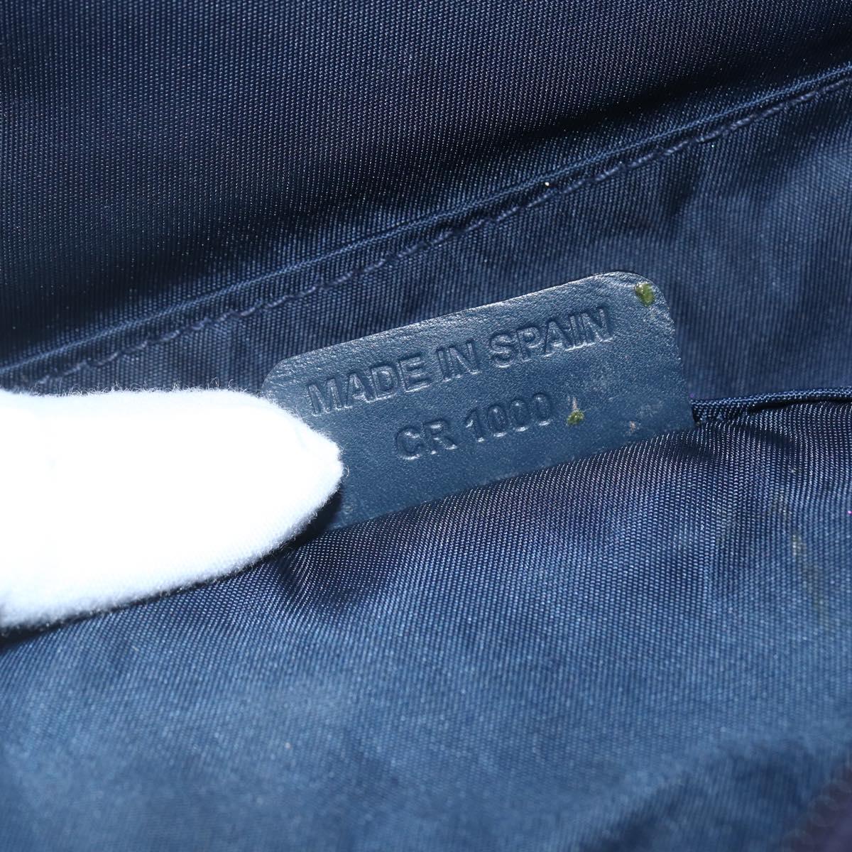 Christian Dior Trotter Canvas Saddle Pouch Navy Gold Auth bs32705