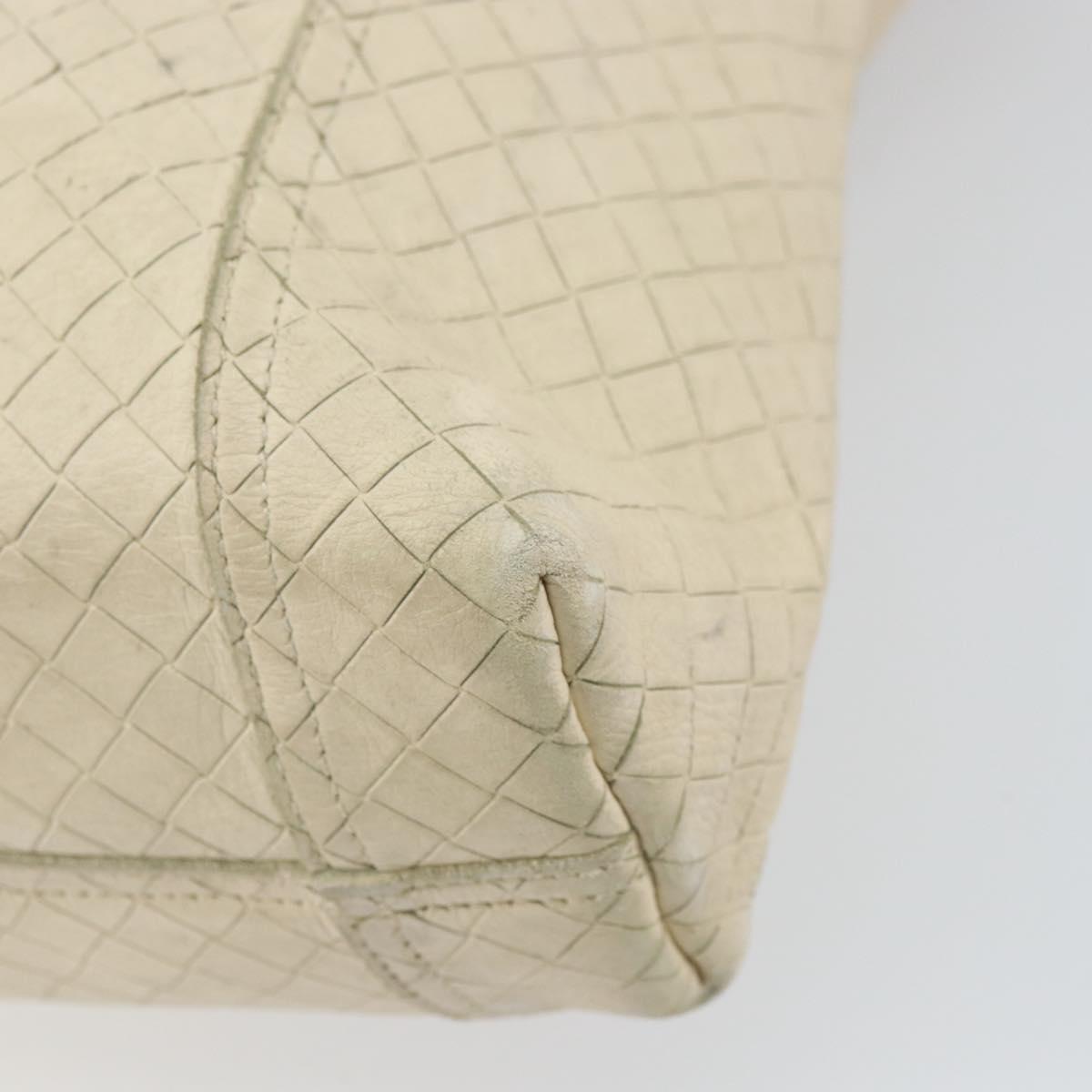 BOTTEGA VENETA INTRECCIATO Hand Bag Leather Cream Auth bs32707