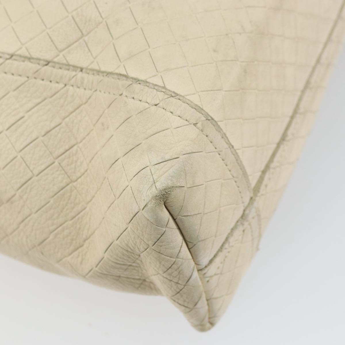 BOTTEGA VENETA INTRECCIATO Hand Bag Leather Cream Auth bs32707