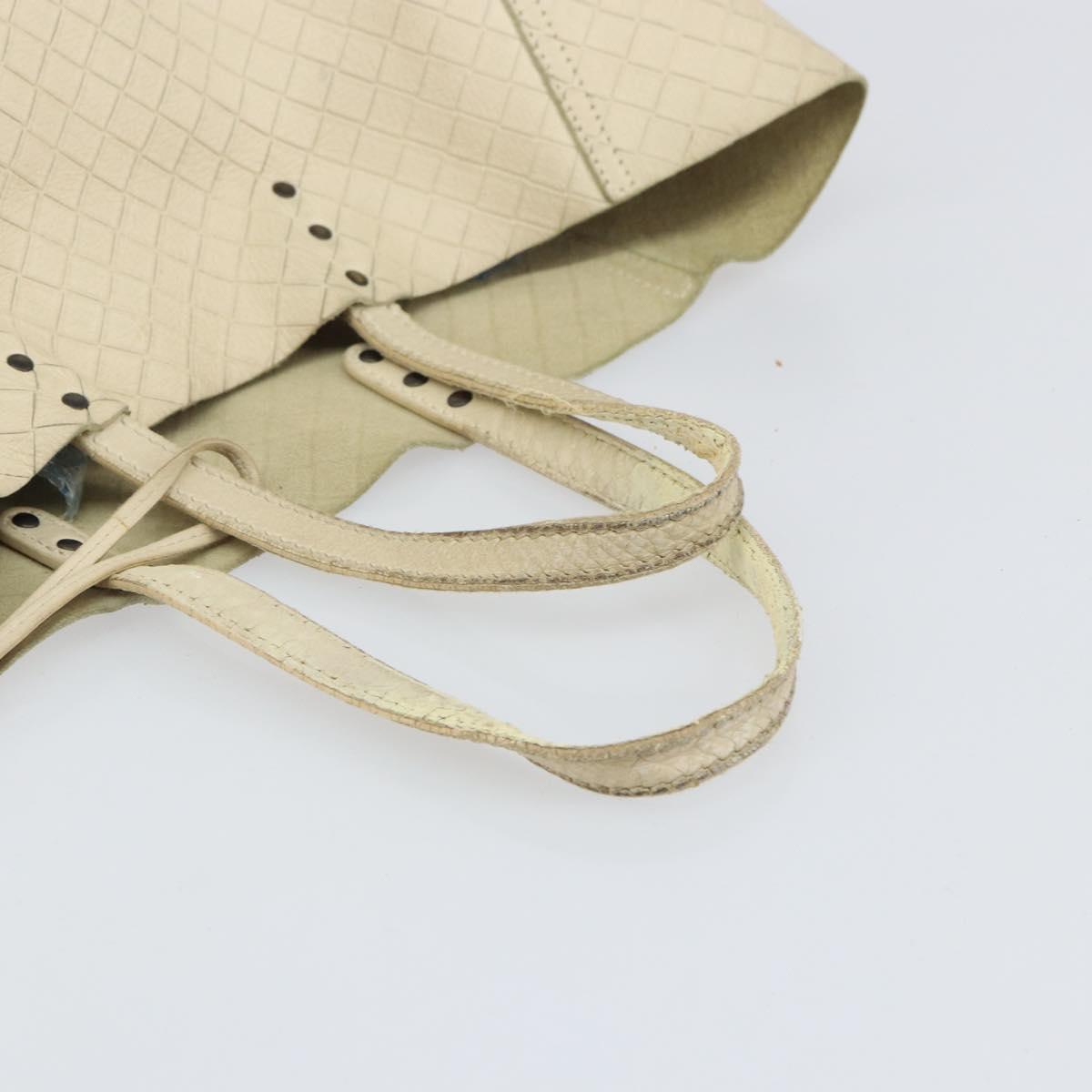 BOTTEGA VENETA INTRECCIATO Hand Bag Leather Cream Auth bs32707