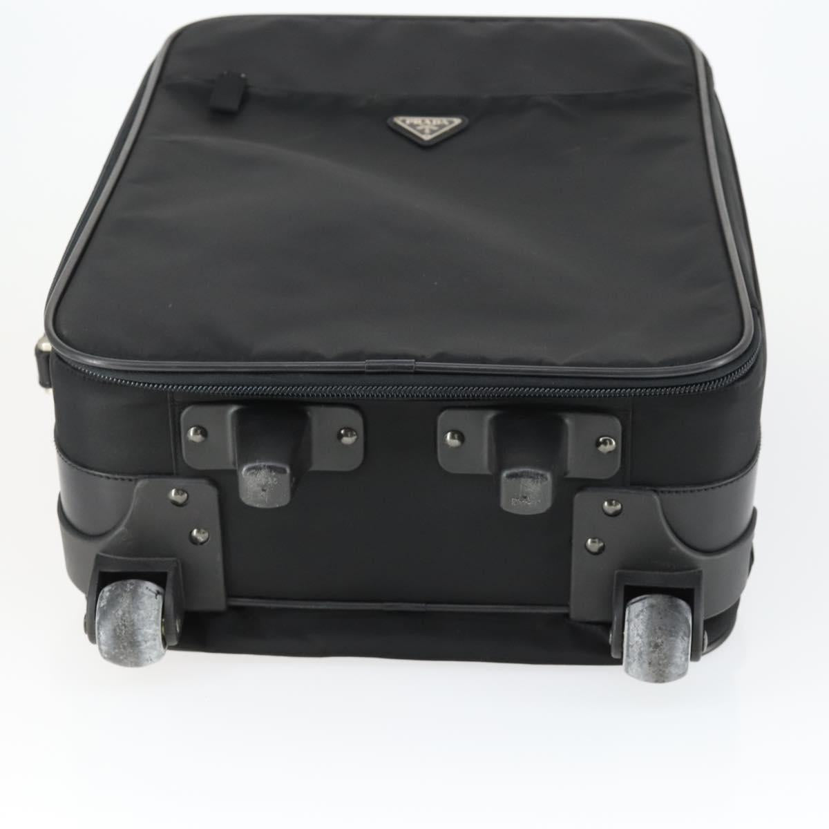 PRADA Carry Case Suitcase Nylon Black Silver Auth bs32712