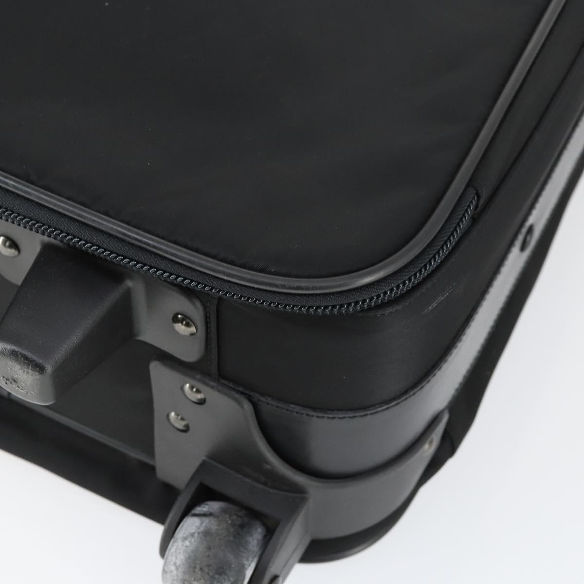 PRADA Carry Case Suitcase Nylon Black Silver Auth bs32712