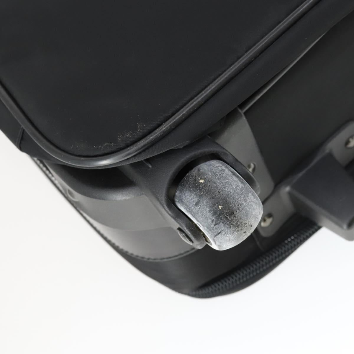 PRADA Carry Case Suitcase Nylon Black Silver Auth bs32712