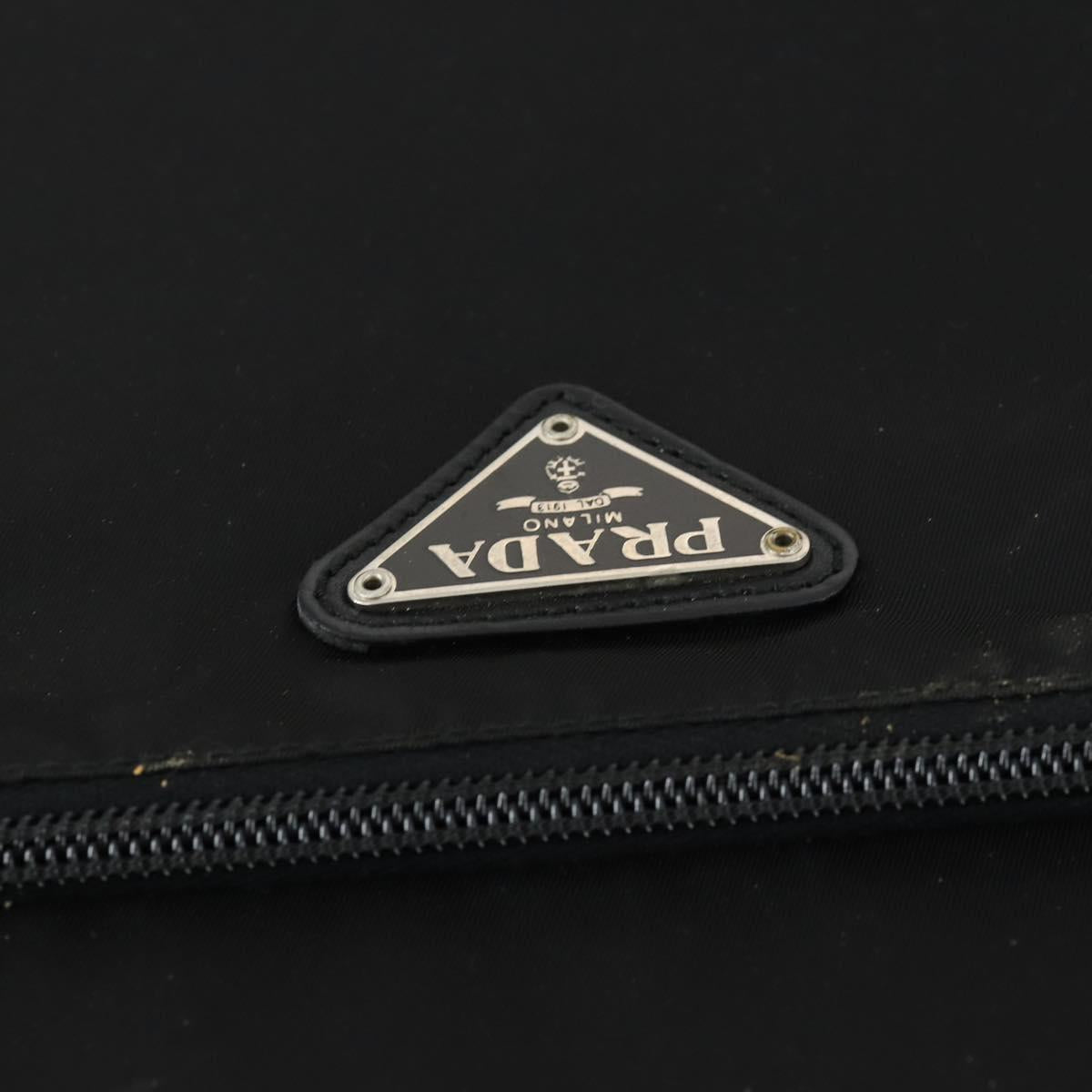 PRADA Carry Case Suitcase Nylon Black Silver Auth bs32712