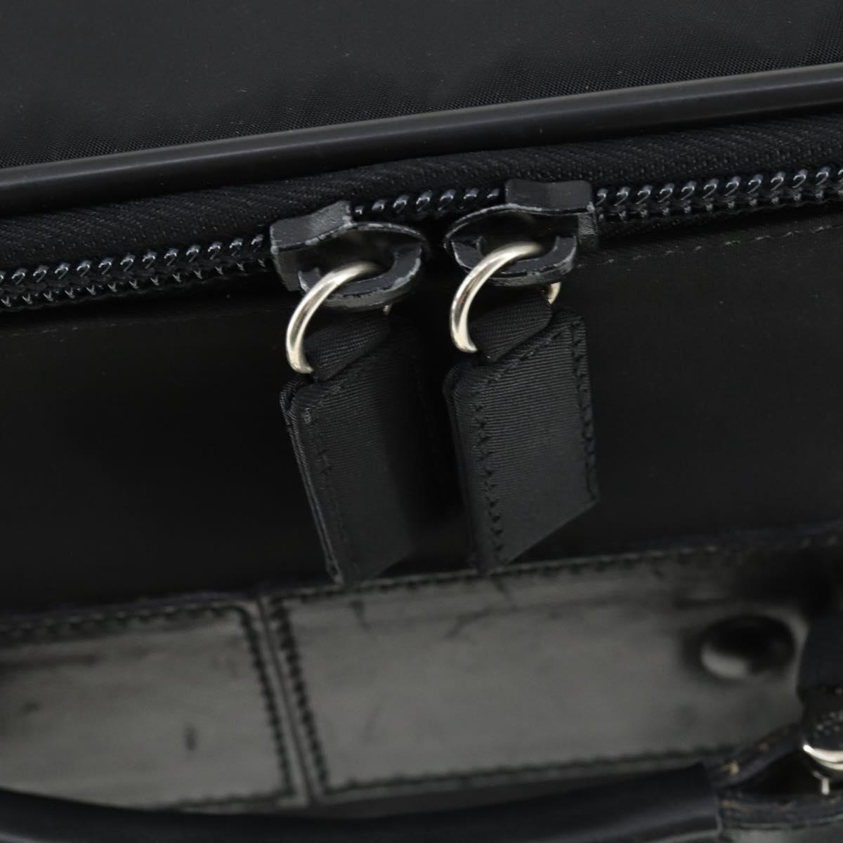 PRADA Carry Case Suitcase Nylon Black Silver Auth bs32712