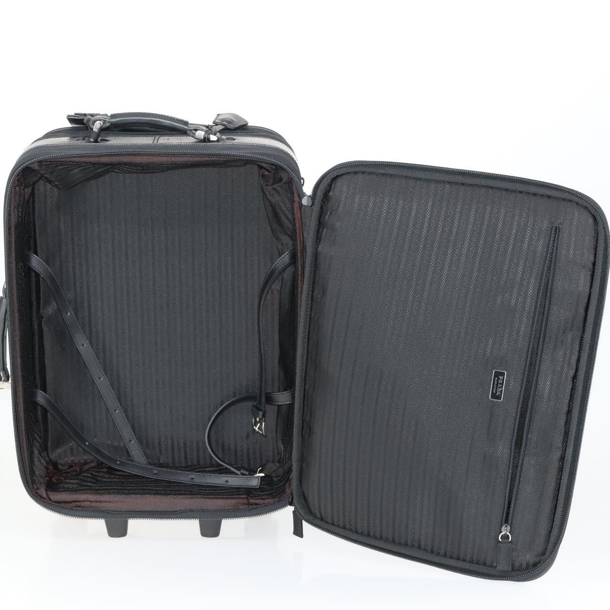 PRADA Carry Case Suitcase Nylon Black Silver Auth bs32712