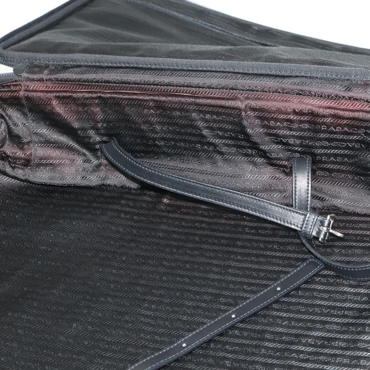 PRADA Carry Case Suitcase Nylon Black Silver Auth bs32712